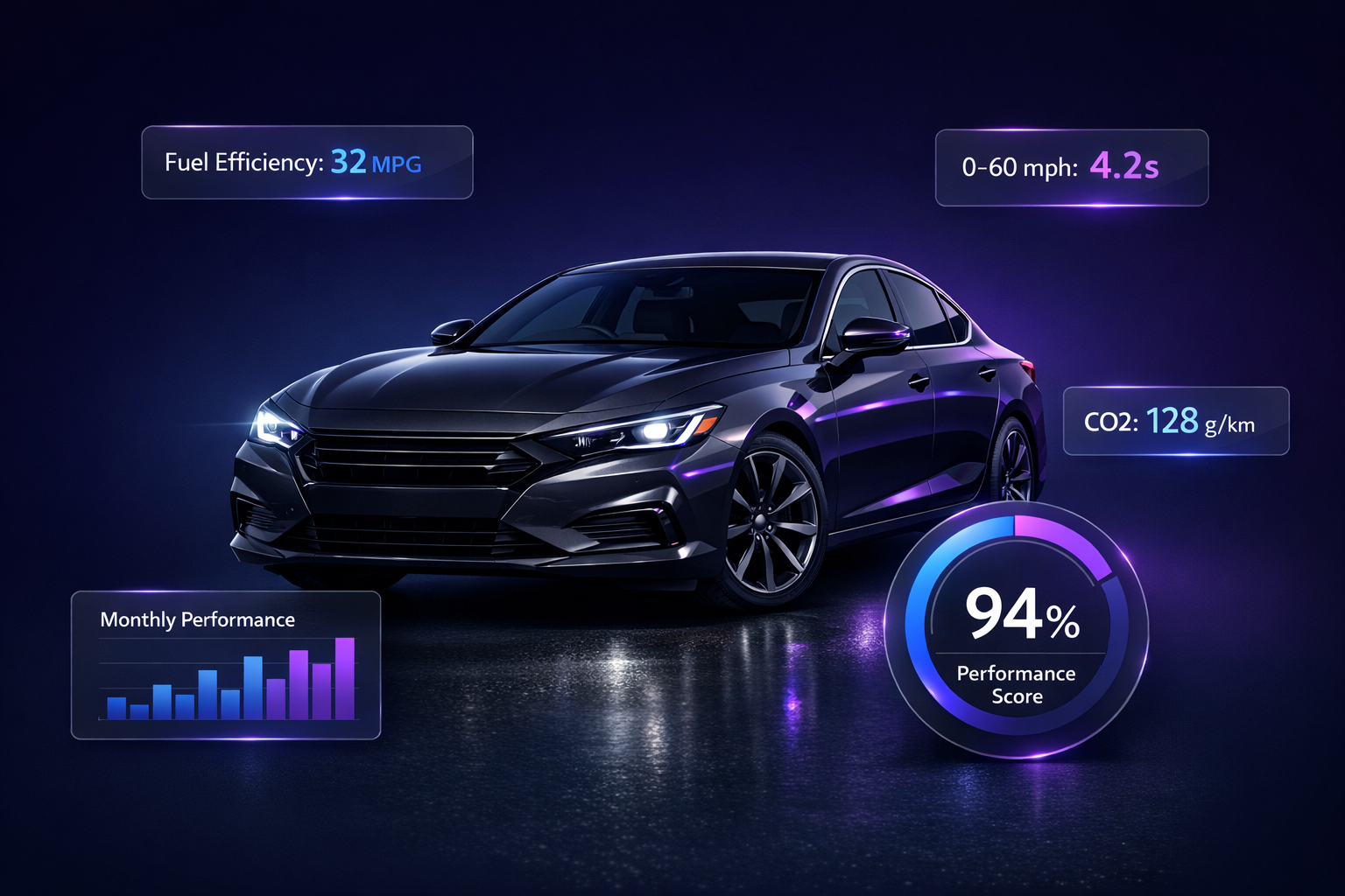 Car with efficiency data analytics
